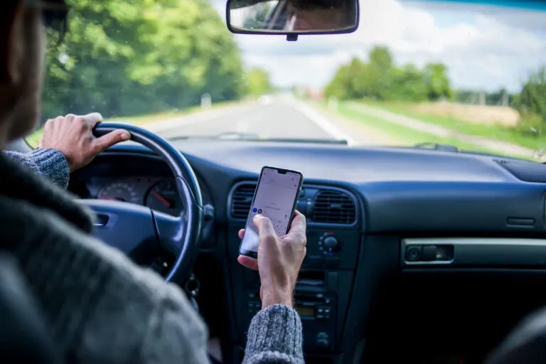 Driver using phone while driving